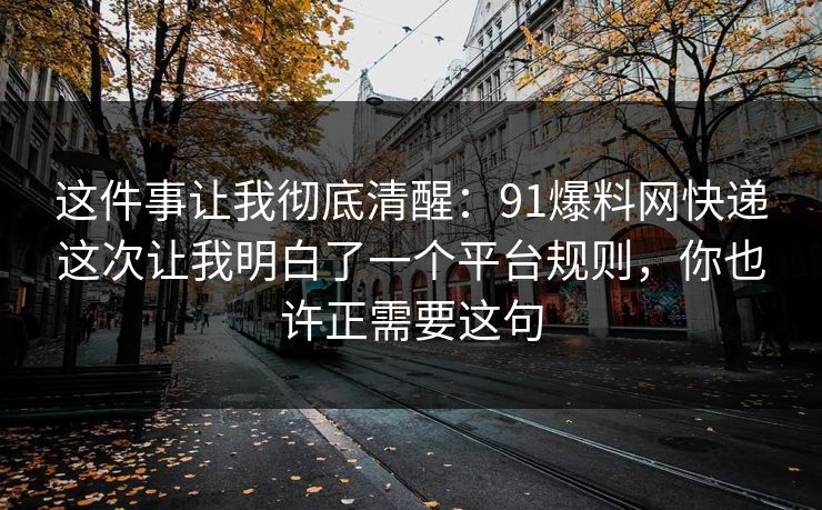 这件事让我彻底清醒：91爆料网快递这次让我明白了一个平台规则，你也许正需要这句