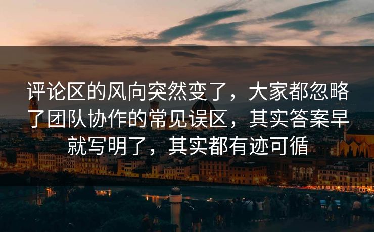 评论区的风向突然变了,大家都忽略了团队协作的常见误区,其实答案早就写明了,其实都有迹可循 评论区的风向突然变了,大家都忽略了团队协作的常见误区,其实答案早就写明了,其实都有迹可循