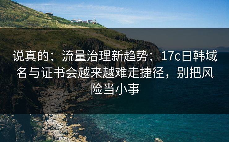 说真的:流量治理新趋势:17c日韩域名与证书会越来越难走捷径,别把风险当小事 说真的:流量治理新趋势:17c日韩域名与证书会越来越难走捷径,别把风险当小事