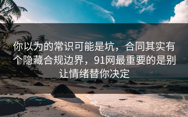 你以为的常识可能是坑,合同其实有个隐藏合规边界,91网最重要的是别让情绪替你决定 你以为的常识可能是坑,合同其实有个隐藏合规边界,91网最重要的是别让情绪替你决定