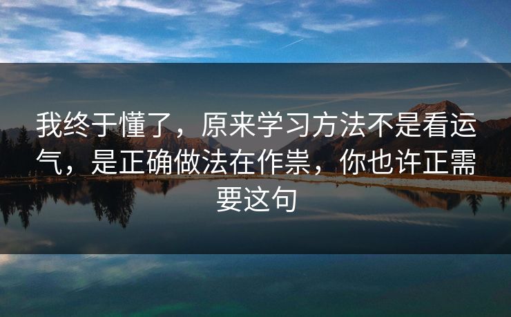 我终于懂了，原来学习方法不是看运气，是正确做法在作祟，你也许正需要这句